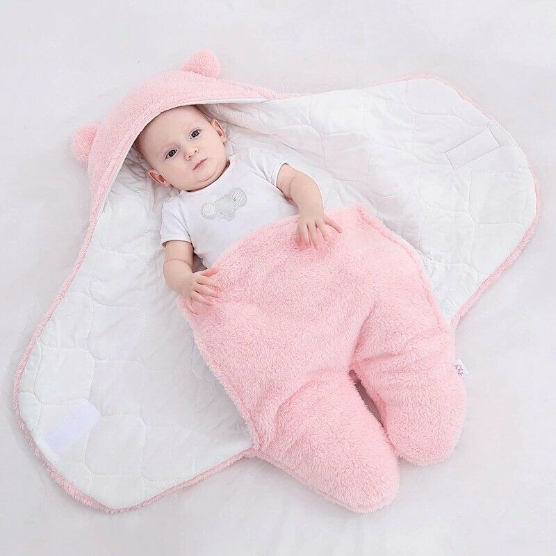 Baby Sleeping Bag Ultra-Soft Fluffy Fleece Newborn Receiving Blanket Infant Boys Girls Clothes Sleep Nursery Wrap Swaddle