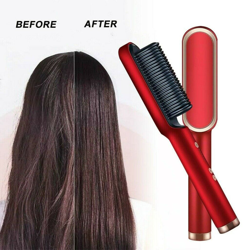 Hair Straightener Brush Hair Straightening Iron & Curler 2-in-1 Como Style