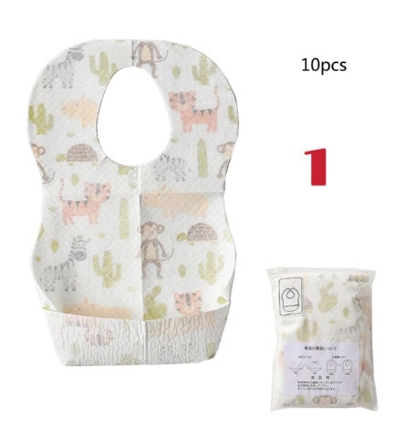 10pcs/lot Sterile Disposable Bib Children Baby waterproof Eat Bibs With Pocket Baby kid scarf bib saliva towel bib