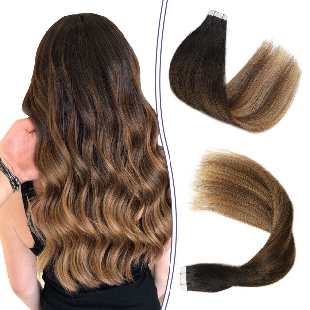 Ombre Balayage Tape In Human Hair Extensions 100% Real Remy Human Hair Extensions 50g 100g Per Package Seamless Tape on Hair