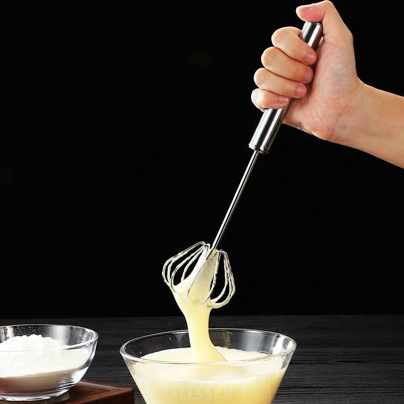 Semi-Automatic Egg Beater 304 Stainless Steel Egg Whisk Manual Hand Mixer Self Turning Egg Stirrer Kitchen Egg Tools Eggs Mixing Maker creative