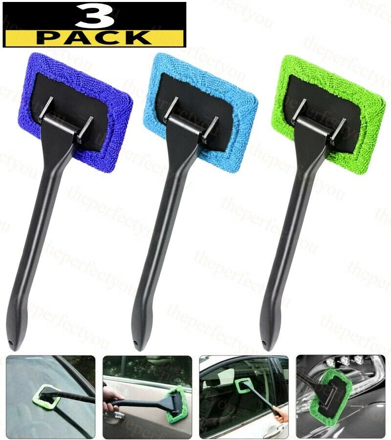 3 Pack Window Windshield Cleaning Tool Microfiber Car Wiper Cleaner Glass Brush