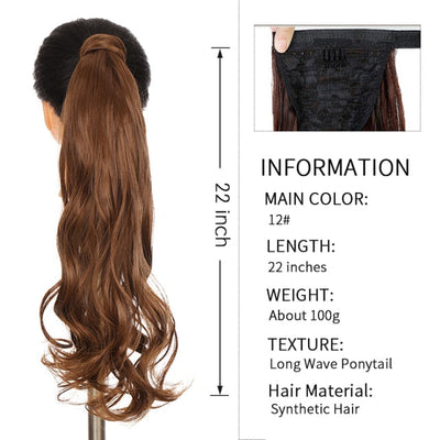 Xnaira Long Syntheti Straigight Wrap Around  Ponytail Fake Hair Pony Tail For Women Clip In Hair Extension High Temperture Fiber