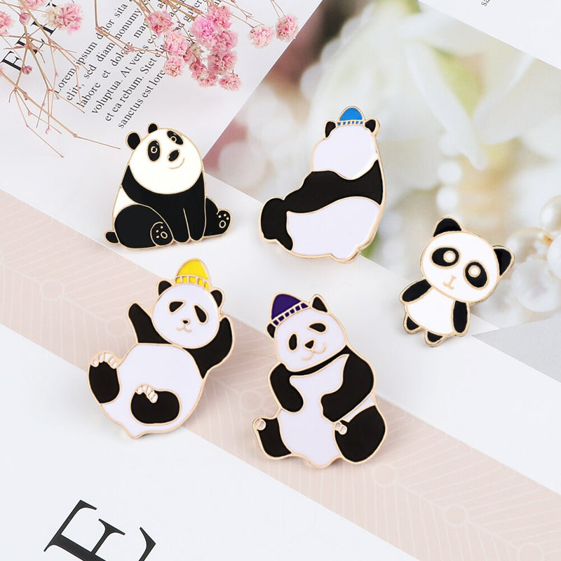 Cute Smile Panda Enamel Pin Cartoon Funny Animals Brooches Custom Badge Women Men Backpack Clothes Lapel Pins Jewelry For Kids