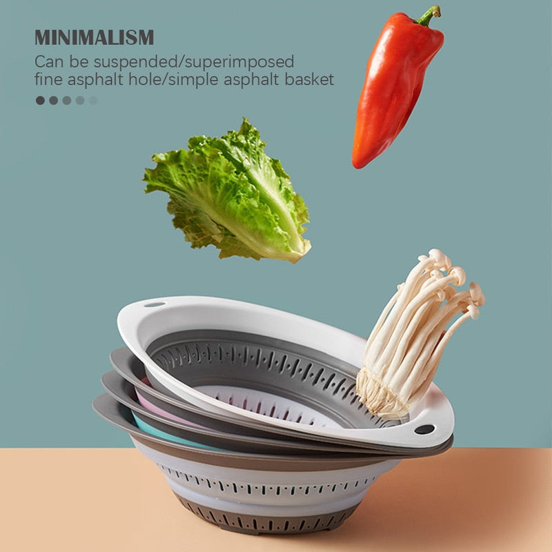 Kitchen Folding Drainer Storag Basket Folding Strainer Fruit Vegetable Drain Device Foldable Colander Kitchen Utensils Organzier