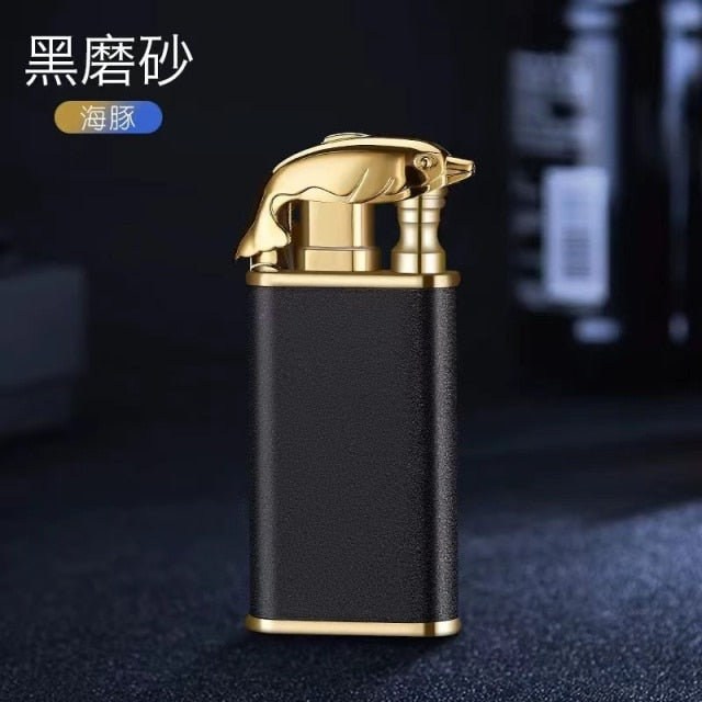 Creative Metal Double Flame Lighter Inflatable Windproof Jet Turbo Cigarette Tiktok Lighter Gas Butane Smoking Gadgets for Men