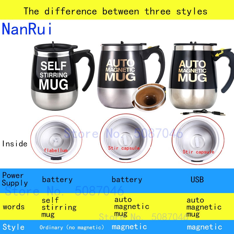 New Automatic Self Stirring Magnetic Mug Creative Stainless Steel Coffee Milk Mixing Cup Blender Lazy Smart Mixer Thermal Cup-z