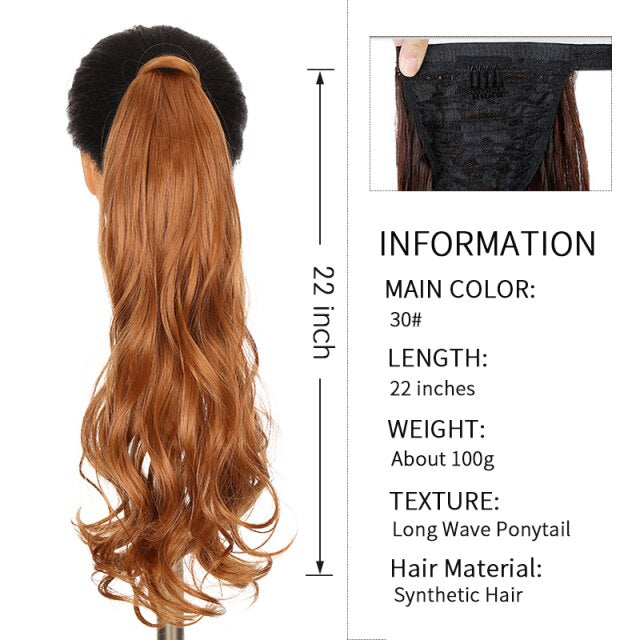 Xnaira Long Syntheti Straigight Wrap Around  Ponytail Fake Hair Pony Tail For Women Clip In Hair Extension High Temperture Fiber