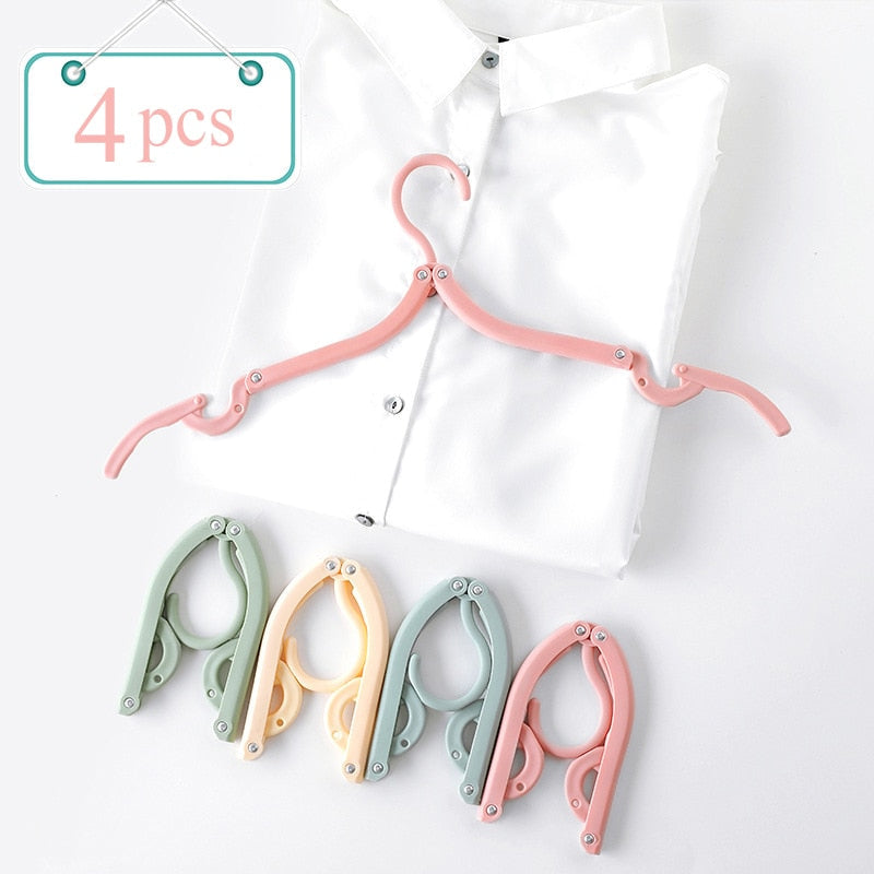 4 Pieces Multi-functional plastic clothes hanger Travel space saving foldable hanger Creative clothes rack children baby hanger