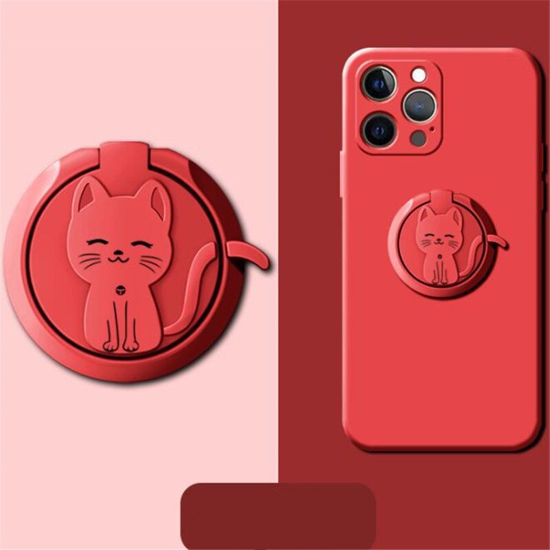 Circle Cat Liquid Feel Mobile Finger Ring Phone Stand Holder Car Bracket Phone Holder Stand Suporte Celular For iPhone All Phone