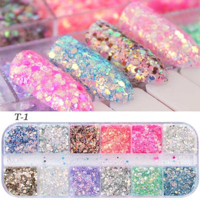 Luminous Nail Neon Glitter Sequin Butterfly Hexagon Fluorescent Green Flake Glow in the Dark Nail Art Manicure Decoration BE1861