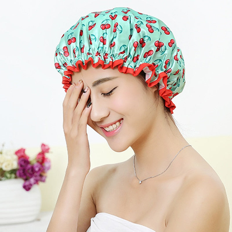 Women Hair Cap Hat Supplies Bathroom Double Layer Shower