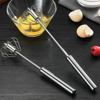 Semi-Automatic Egg Beater 304 Stainless Steel Egg Whisk Manual Hand Mixer Self Turning Egg Stirrer Kitchen Egg Tools Eggs Mixing Maker creative