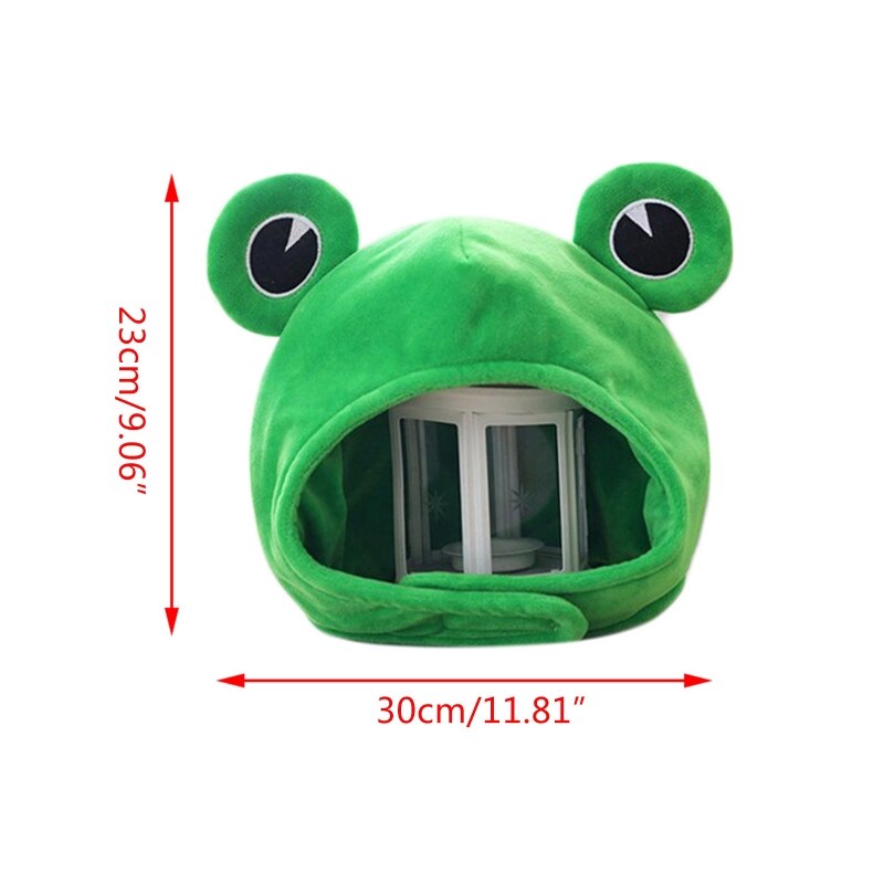 Novelty Funny Big Frog Eyes Cute Cartoon Plush Hat Toy Green Full Headgear Cap Cosplay Costume Party Dress Up Photo PropNovelty