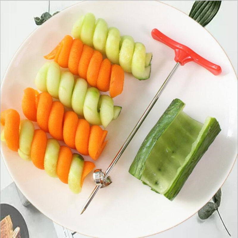 【Vegetable Slicer】Potato Spiral Cutter Manual Roller French Fry Cutter Making Twist Shredder Grater Kitchen Gadget Cooking Tools Vegetable Slicer