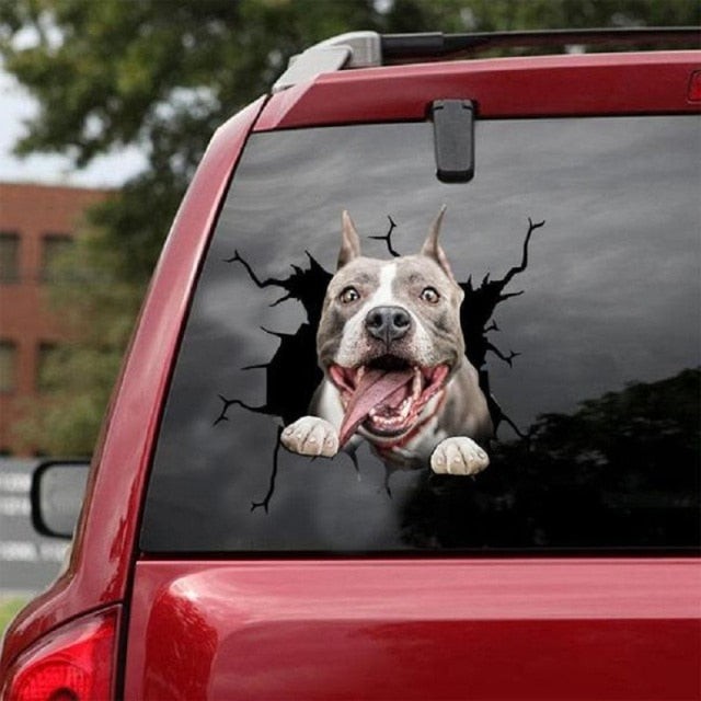 Funny Dog Head In The Crack Vinyl Car Stickers