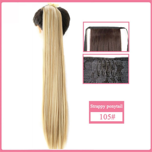 【Fake Hair Wig】30-Inch Synthetic Hair Fiber Heat-Resistant Straight Hair With Ponytail Fake Hair Chip-in Hair Extensions Pony Tail Wig Ponytail Hairpiece Hair Ponytail Hair Extension