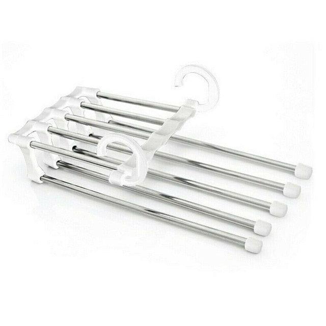 5 in 1 Pant rack shelves Stainless Steel Clothes Hangers Multi-functional Wardrobe Hot Sale Magic Hanger