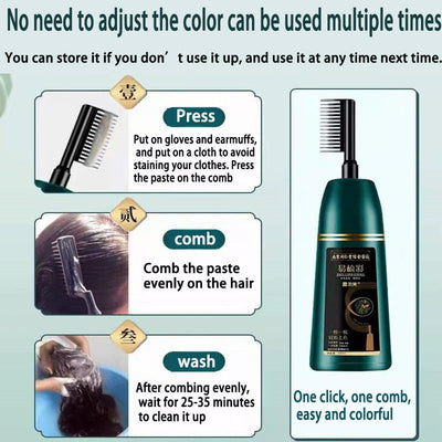 500ml Natural Essence Hair Color Comb Permanent Hair Coloring Shampoo Professional Dying Long Lasting Hair Dye with Comb