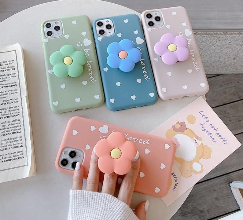 HOT 3D Lovely flower holder stand Soft phone case for iphone 12 Pro Max 12 MiNi 11 Pro Max X XS XR 6S 7 8 plus SE 2020 Cute cover