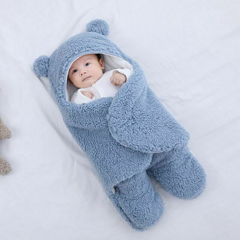 Baby Sleeping Bag Ultra-Soft Fluffy Fleece Newborn Receiving Blanket Infant Boys Girls Clothes Sleep Nursery Wrap Swaddle