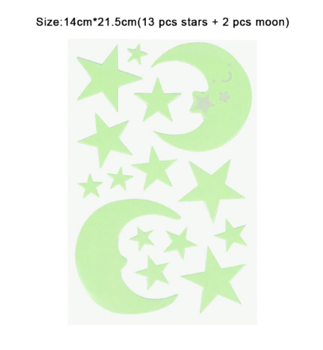 Luminous 3D Stars Dots Wall Sticker  Moon Decal Fluorescent  for Kids Room Bedroom Home Decoration