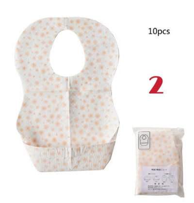 10pcs/lot Sterile Disposable Bib Children Baby waterproof Eat Bibs With Pocket Baby kid scarf bib saliva towel bib