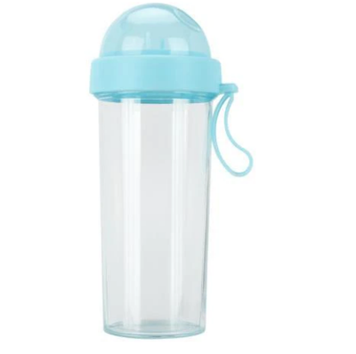 New 420/600ml Water Bottles Portable Dual Straw Separate Drink Water Beverage Bottle Couples Gift