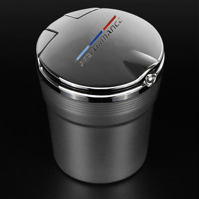 Car Ashtray with LED Light Luxury Car Smokeless Cup Holder