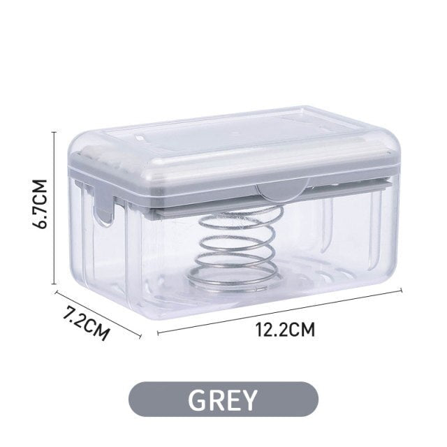 2022 NEW Soap Dish With Spring For Bathroom Creative Soap Box With Cover Soap Holder Dustproof Storage Container With Drain Hole Outdoor Travel Supplies Spring soap box