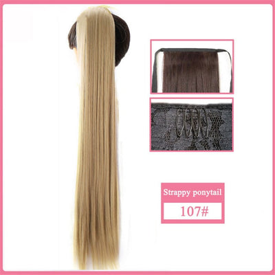 【Fake Hair Wig】30-Inch Synthetic Hair Fiber Heat-Resistant Straight Hair With Ponytail Fake Hair Chip-in Hair Extensions Pony Tail Wig Ponytail Hairpiece Hair Ponytail Hair Extension