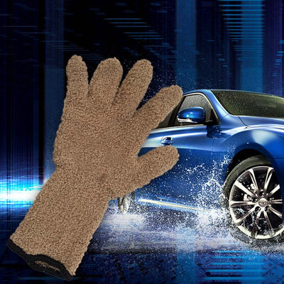 1PC Coral Velvet Knitted Gloves Super Soft Microfiber Car Detailing Dust Removal Gloves Car Wash Cleaning Gloves