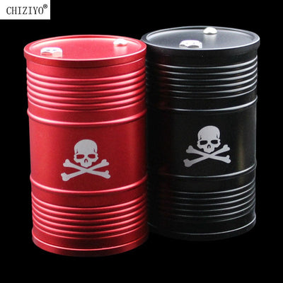 Black Red Aluminum Alloy Skull Car Home Ashtray Interior Accessories Oil Drum Shape Smoke Ash Holder