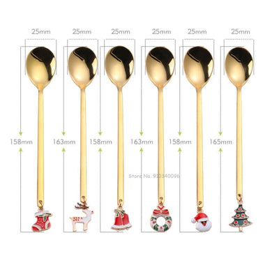 Wholesale Christmas Coffee Spoon &amp; Fork Sets Coffee Stirring Spoon Creative Dessert Tea Spoon Shovel Christmas Gift Box