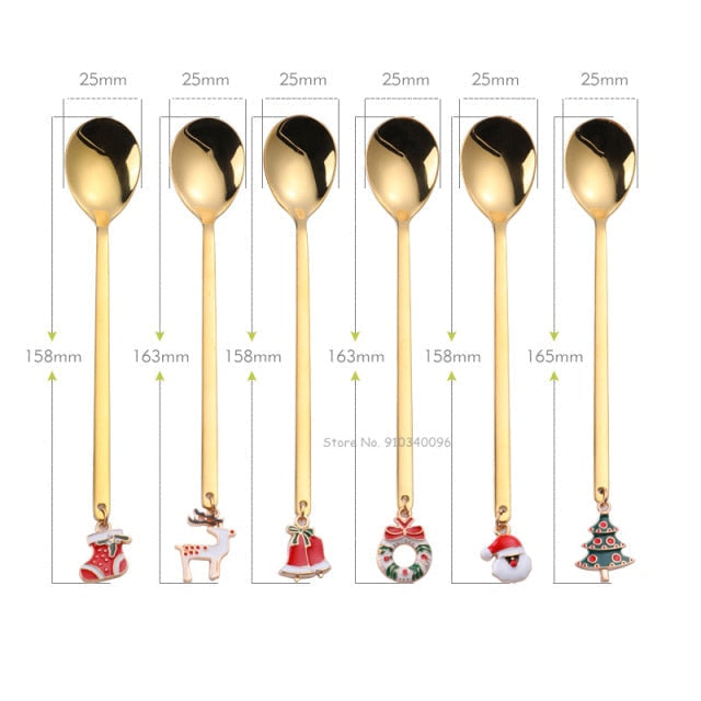 Wholesale Christmas Coffee Spoon &amp; Fork Sets Coffee Stirring Spoon Creative Dessert Tea Spoon Shovel Christmas Gift Box