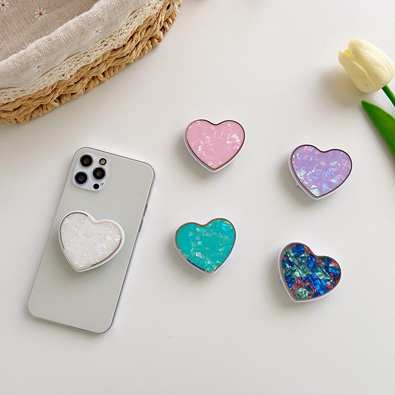 Cute love heart universal mobile phone stretch bracket cartoon fold bag Phone Expanding phone Stand Finger seashell phone Holder