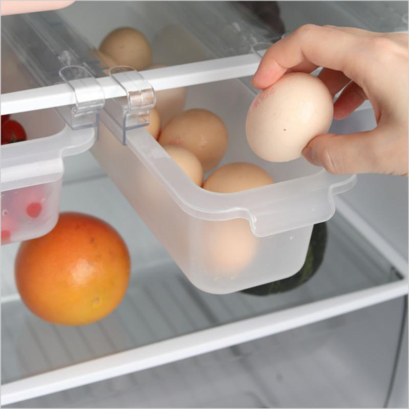 Adjustable Plastic Pull-out Drawers Refrigerator Storage Drawer Basket Refrigerator Fresh Spacer Layer Storage Rack Household