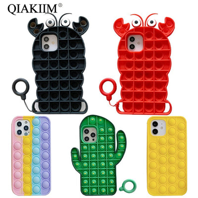 Funny Release Stress Phone Cases For iPhone Decompression Bubble Toy Soft Silicon Cover