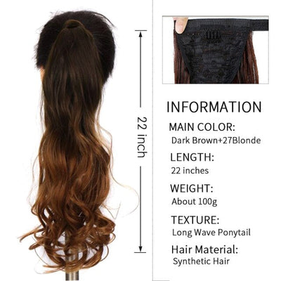 Xnaira Long Syntheti Straigight Wrap Around  Ponytail Fake Hair Pony Tail For Women Clip In Hair Extension High Temperture Fiber