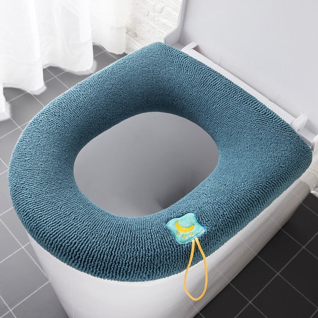 Winter Warm Toilet Seat Cover Closestool Mat Washable Soft O-shape Pad Bidet Cover