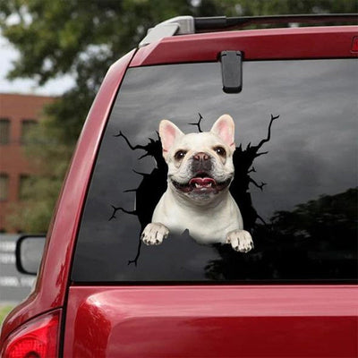 Funny Dog Head In The Crack Vinyl Car Stickers