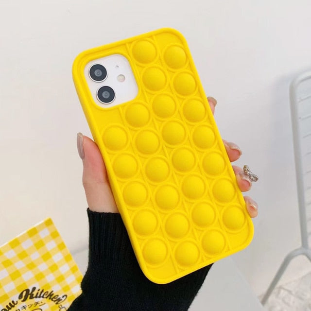 Funny Release Stress Phone Cases For iPhone Decompression Bubble Toy Soft Silicon Cover