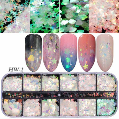 Luminous Nail Neon Glitter Sequin Butterfly Hexagon Fluorescent Green Flake Glow in the Dark Nail Art Manicure Decoration BE1861