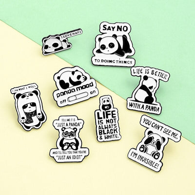 Panda Rolling Enamel Pin Custom Panda Quote Brooches for Bag Lapel Badge Buckle Funny Animal Jewelry Gift for Kids Friends