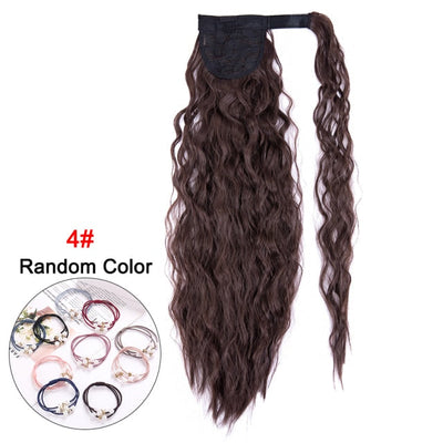 Leeons 20&#39;&#39; Synthetic Ponytail Hair pieces Heat Resistant Fiber Straight Ribbon Clip In Hair Extension 21 colors Brown Black