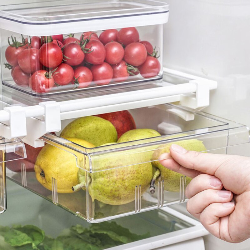 Plastic Storage Container Drawer Boxes Egg Refrigerator Organizer Drawer Transparent Adjustable Pull-out Storage Box 8 Grid