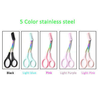 Eyebrow Trimmer Scissor with Comb Facial Eyelash Hair Removal Grooming Shaping Eyebrow Shaver Cosmetic Makeup Accessories