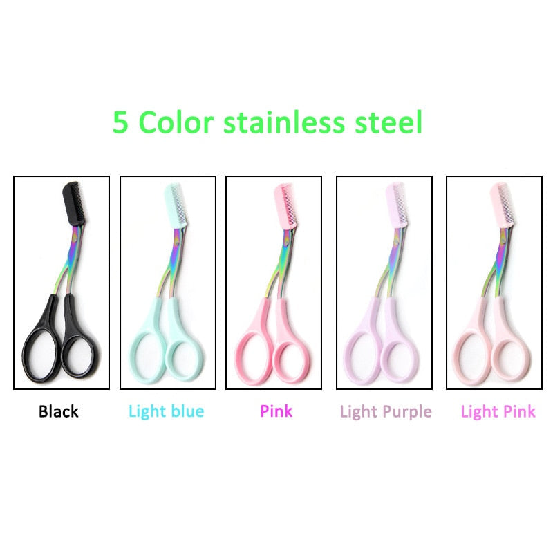 Eyebrow Trimmer Scissor with Comb Facial Eyelash Hair Removal Grooming Shaping Eyebrow Shaver Cosmetic Makeup Accessories