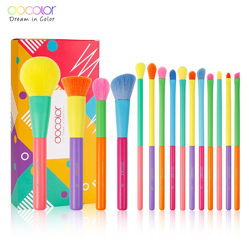 Colorful Makeup brushes set Professional Synthetic hair brushes Foundation Powder Contour Eyeshadow make up brushes