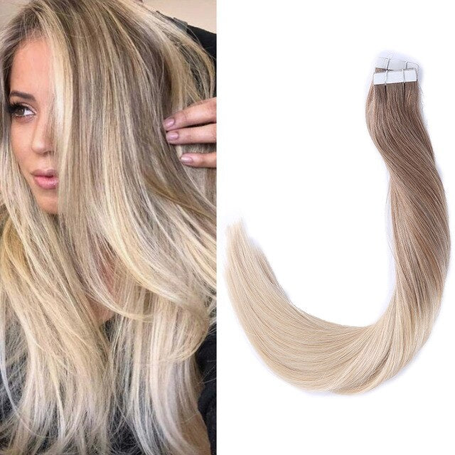 Ombre Balayage Tape In Human Hair Extensions 100% Real Remy Human Hair Extensions 50g 100g Per Package Seamless Tape on Hair